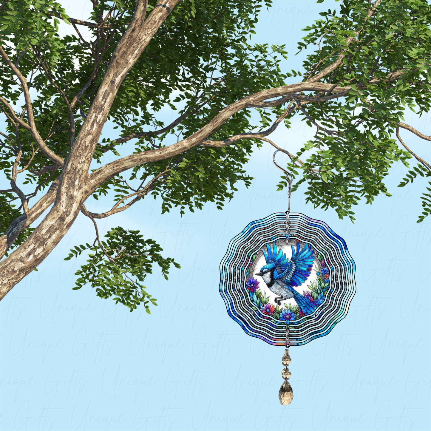 Wind Spinner Cute Blue Bird Design.