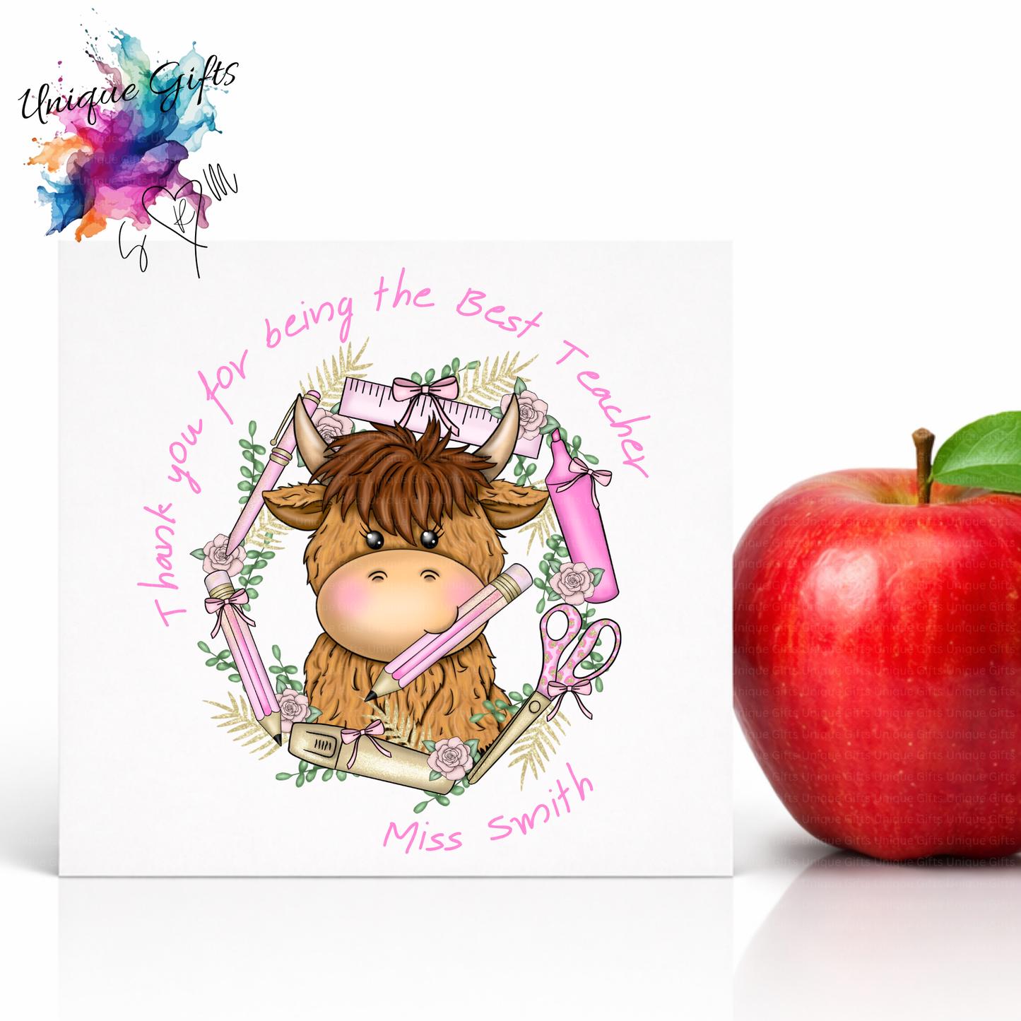 Best Teacher Card – Highland Cow