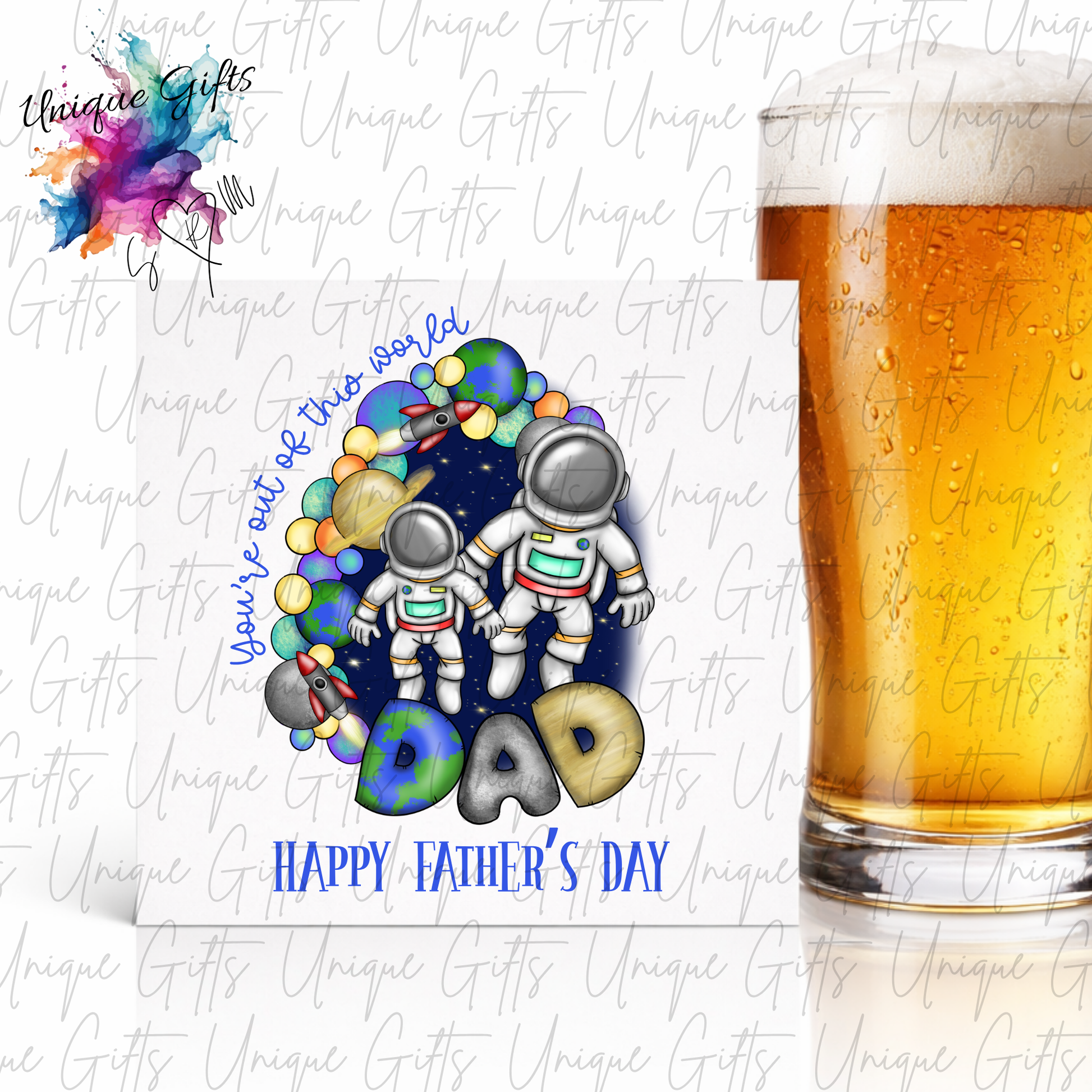 Personalised space Father's Day card – Dad | Unique Gifts