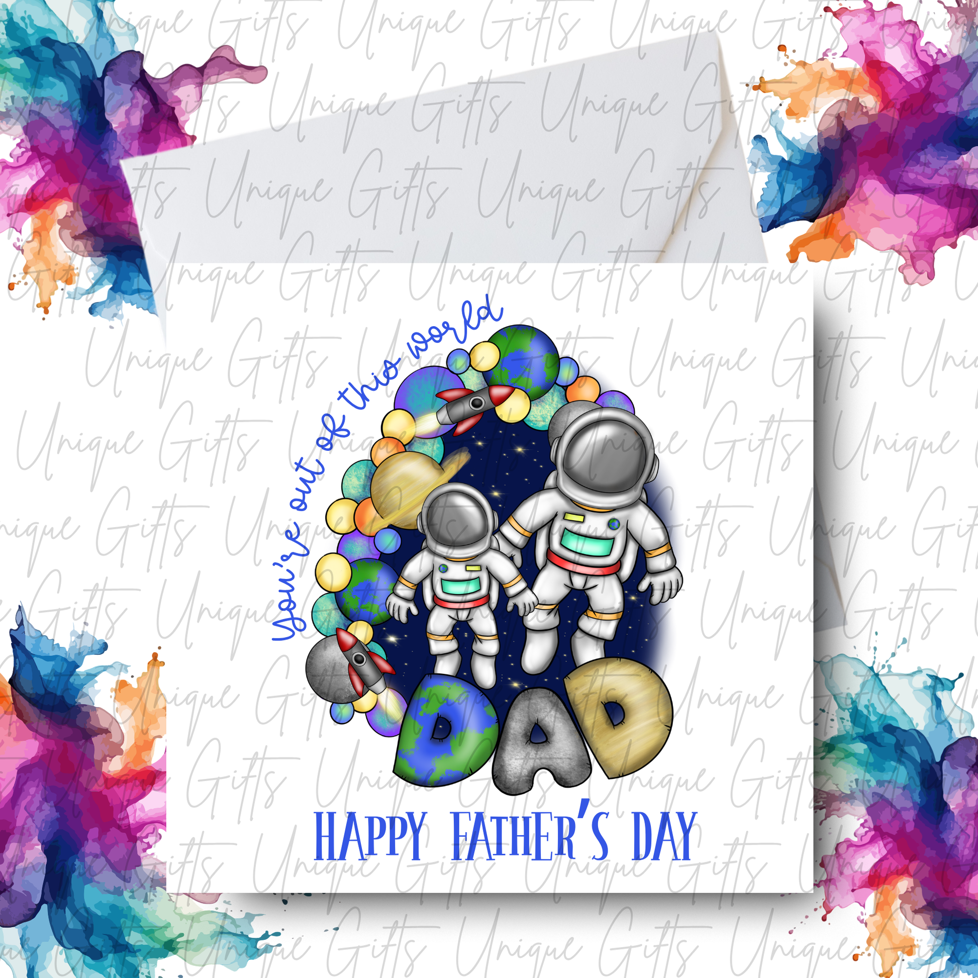 Personalised space Father's Day card – Dad | Unique Gifts