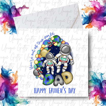 Personalised space Father's Day card – Dad | Unique Gifts