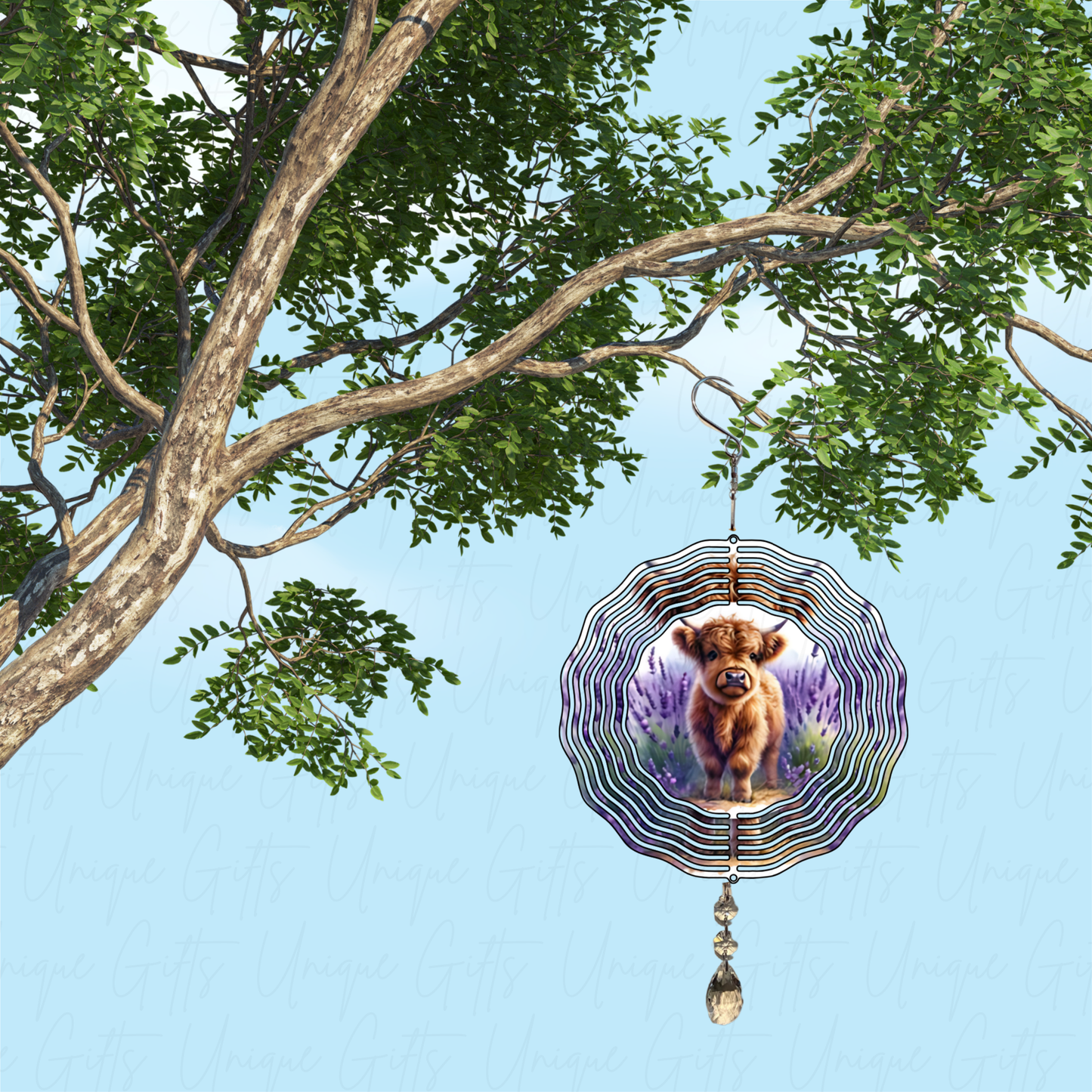 Wind Spinner Cute Highland Cow Design.