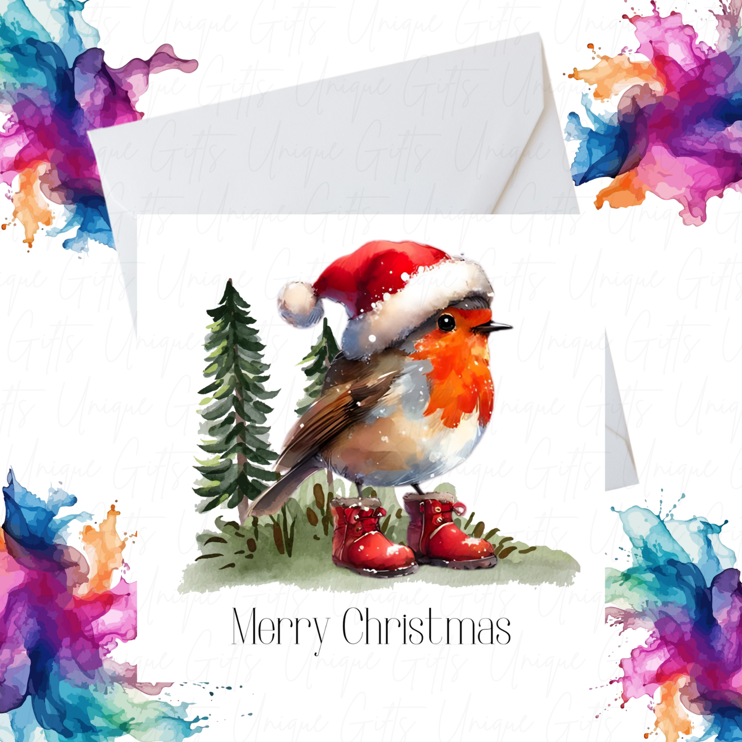 Robin Christmas Card – Handmade Personalised Holiday Greeting Card