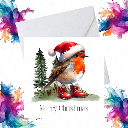 Robin Christmas Card – Handmade Personalised Holiday Greeting Card