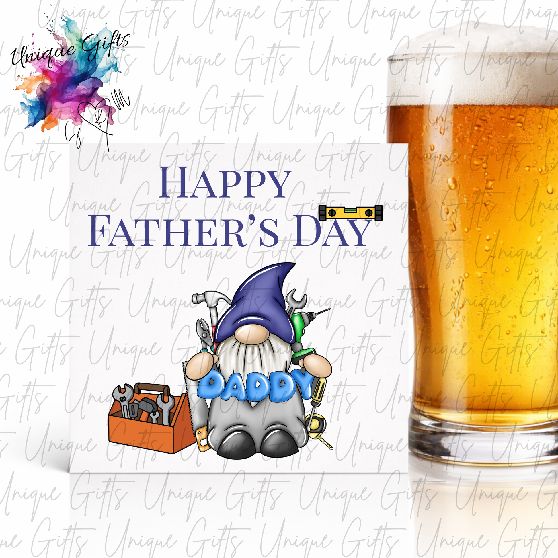 Personalised gonk tools Father's Day card – Daddy or Dad | Unique Gifts