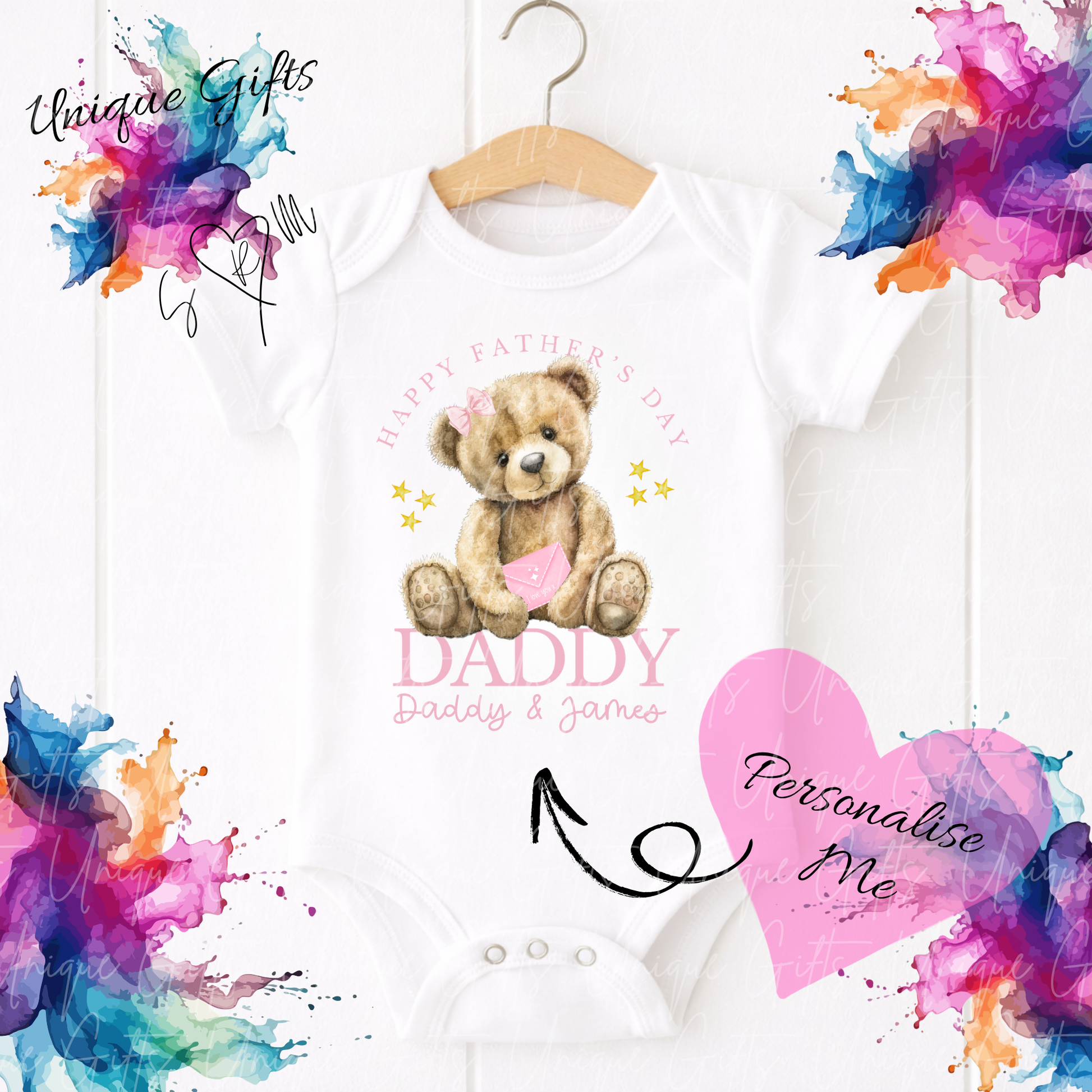 Cute Bear Daddy or Grandad Baby Grow | Unique Gifts