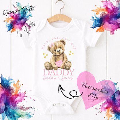 Cute Bear Daddy or Grandad Baby Grow | Unique Gifts
