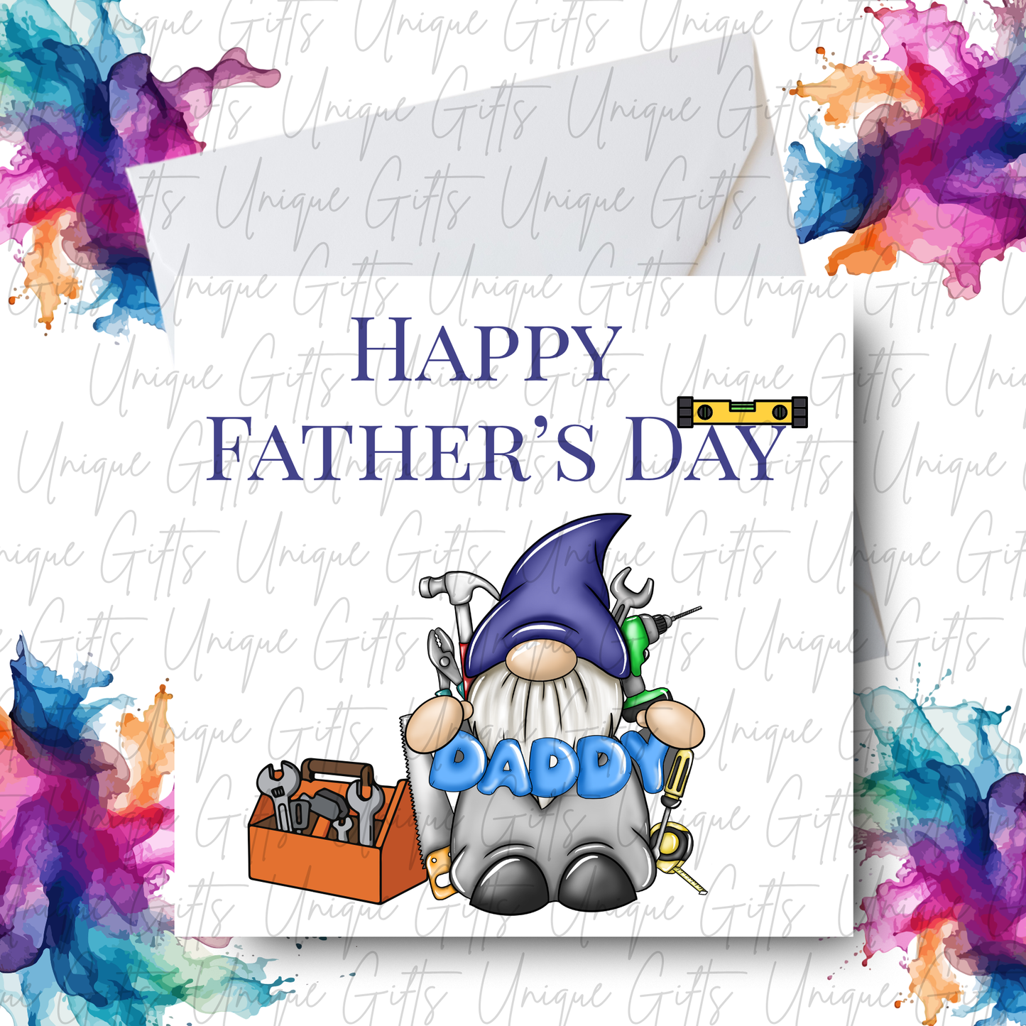 Personalised gonk tools Father's Day card – Daddy or Dad | Unique Gifts