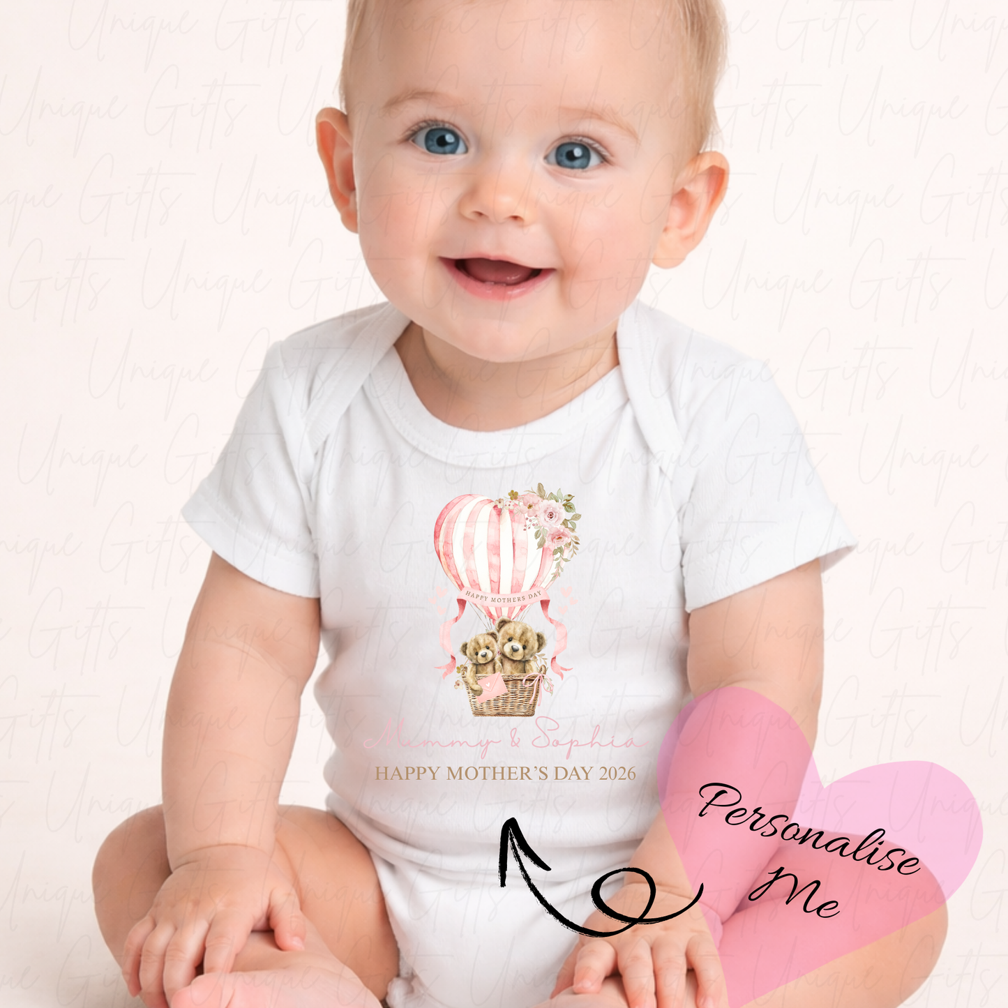 Happy Mother's Day Hot Air Balloon Baby Grow | Unique Gifts