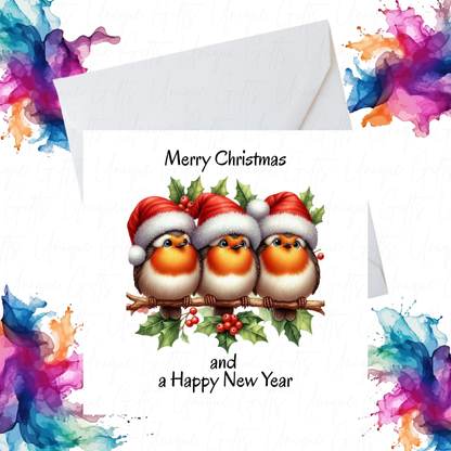 Robin Merry Christmas Card – Handmade Personalised Holiday Greeting Card