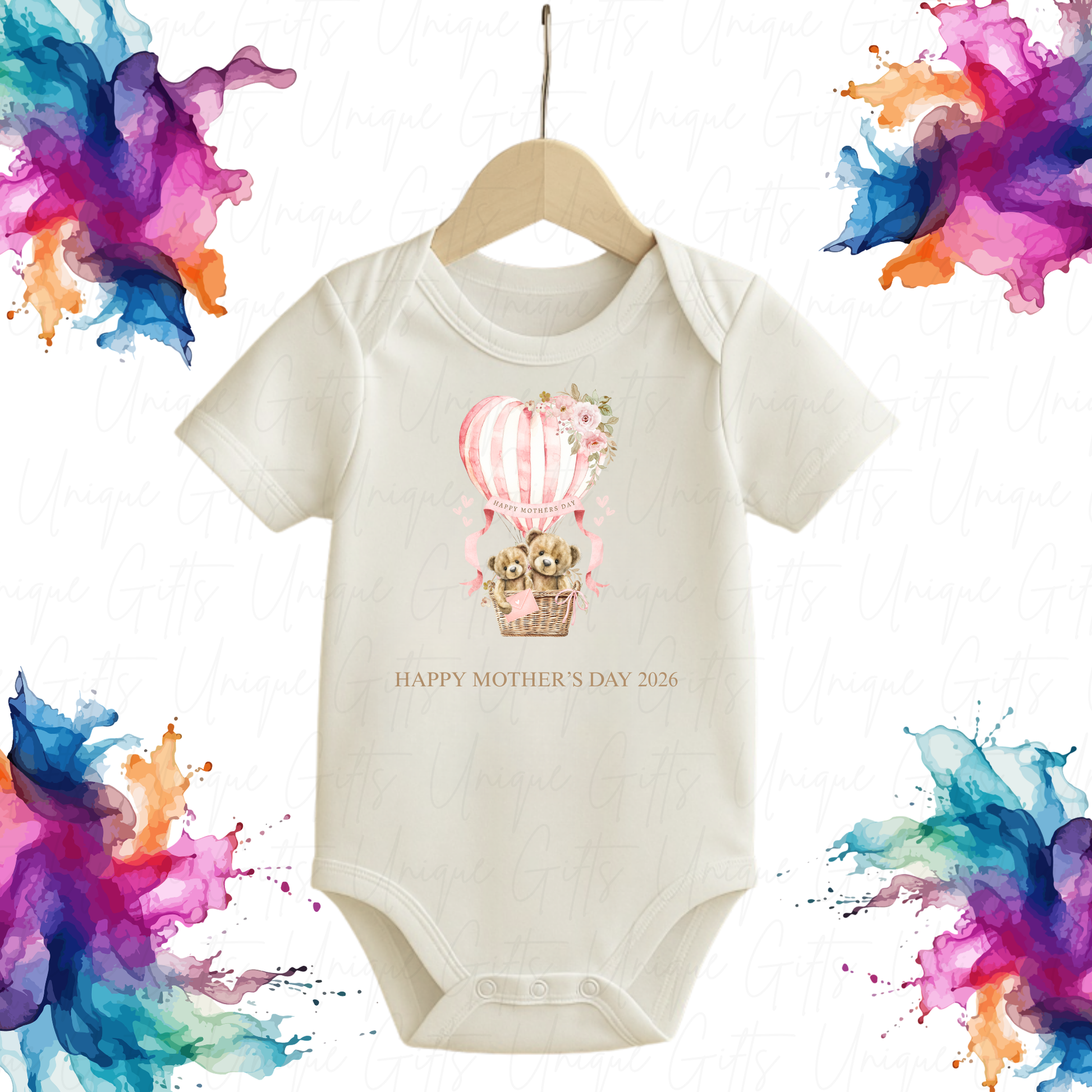 Happy Mother's Day Hot Air Balloon Baby Grow | Unique Gifts