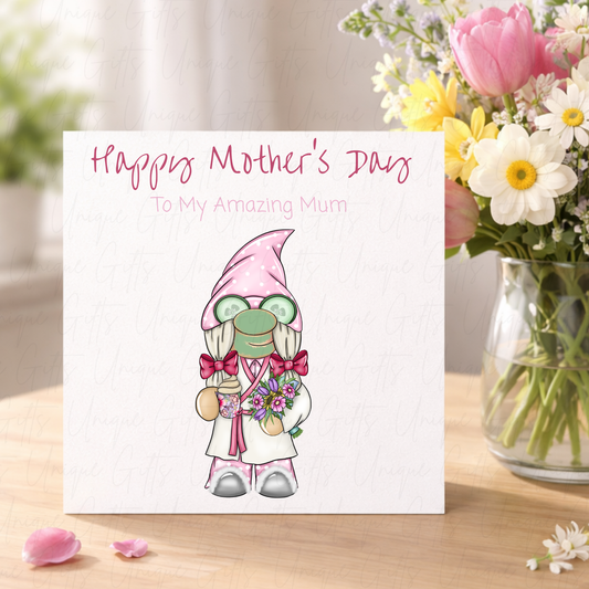 Personalised Mother's Day Card – Pamper Queen Mum Gonk – Lifestyle Shot