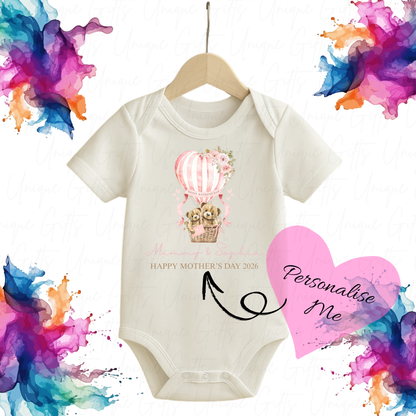 Happy Mother's Day Hot Air Balloon Baby Grow | Unique Gifts