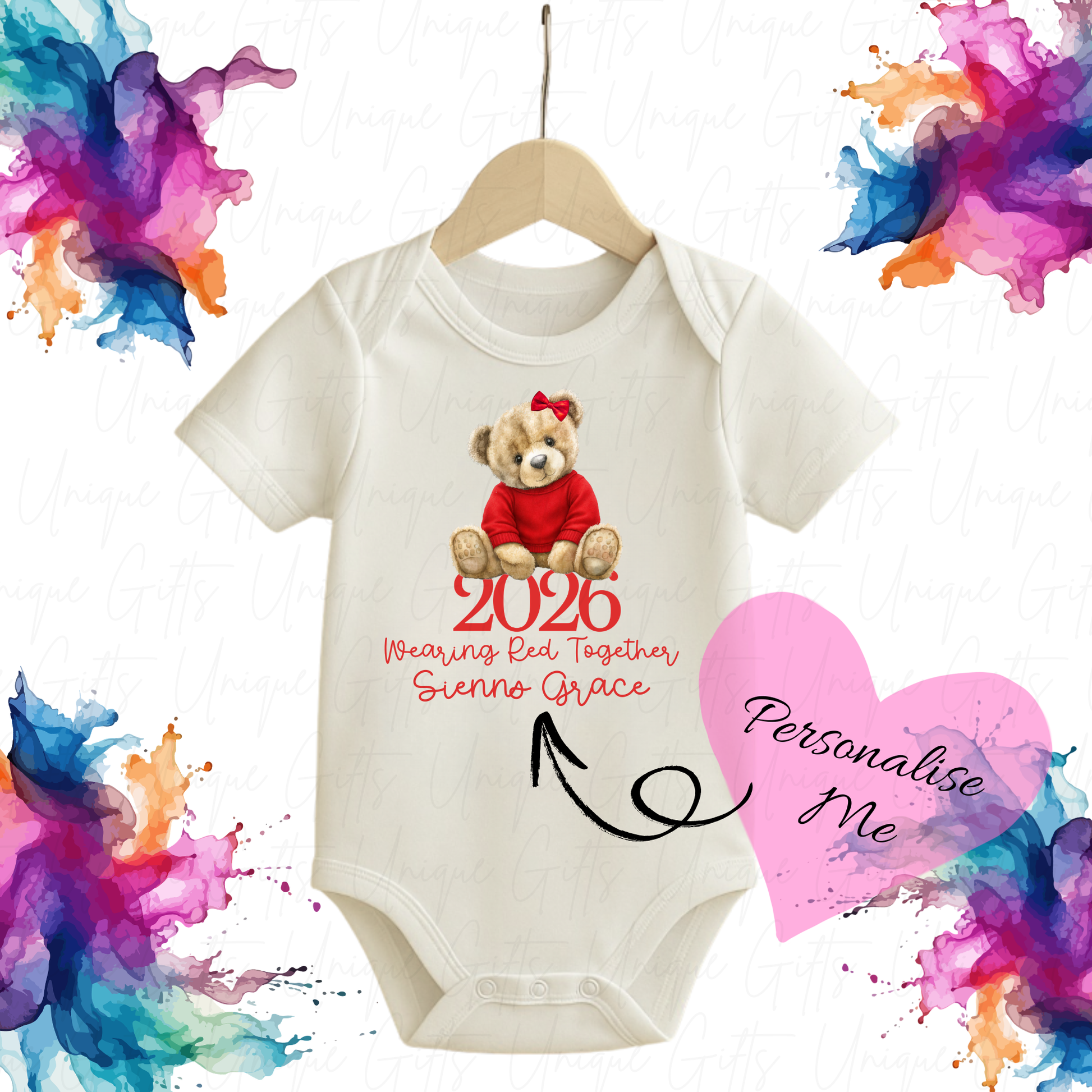 Red Nose Day Bear Baby Grow | Unique Gifts