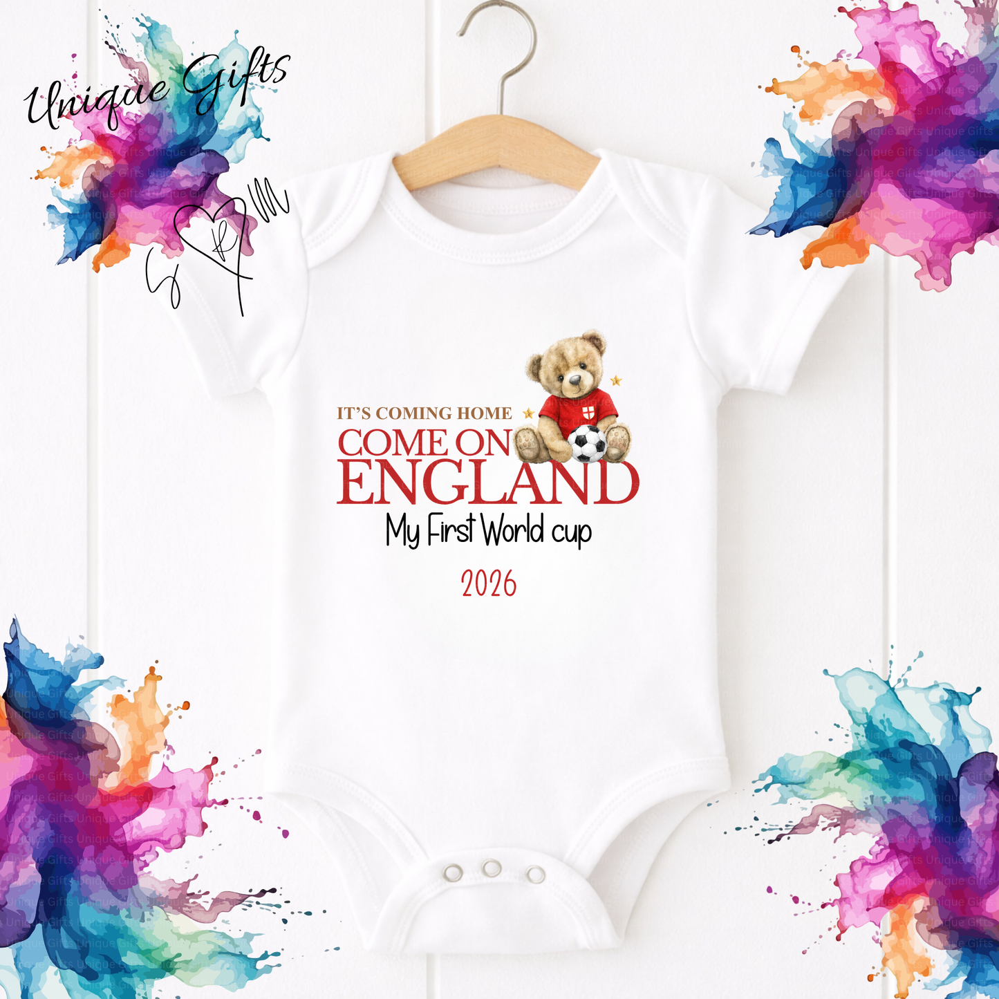 Personalised First World Cup Baby Grow – Boy – No Bow