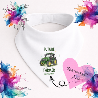 Personalised Future Farmer Bandana Bib – Tractor Design