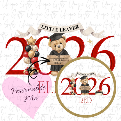 Nursery graduate 2026 card with bear and ABC blocks design with red personalised name | Unique Gifts