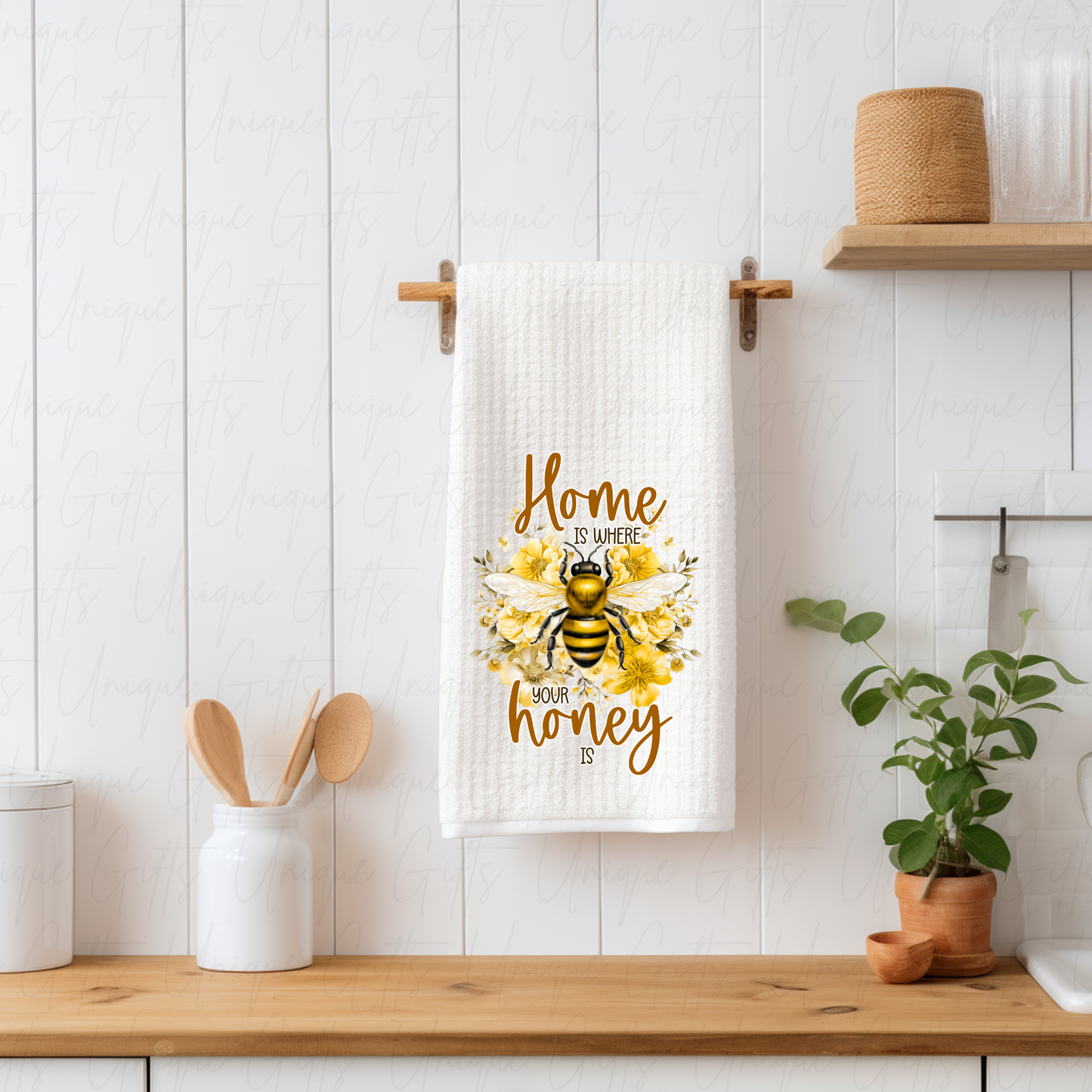 Home is Where Your Honey Is Kitchen Tea Towel – Waffle Knit