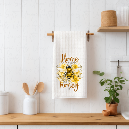 Home is Where Your Honey Is Kitchen Tea Towel – Waffle Knit