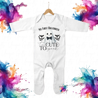 Halloween Baby Romper – Too Cute to Spook Personalised Design | Adorable Custom Baby Outfit (Newborn to 12 Months)