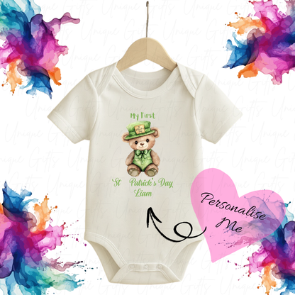 My First St Patrick's Day Bear Baby Grow | Unique Gifts