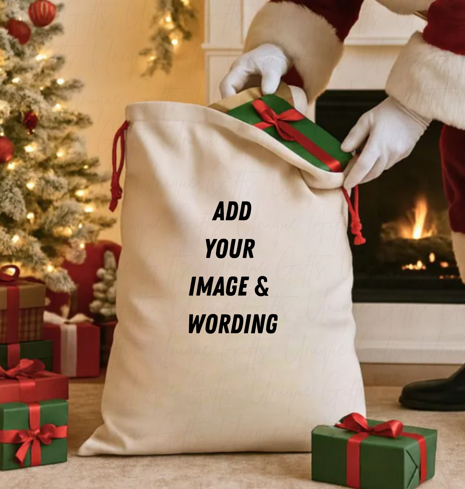 Personalised Santa sack – large linen Christmas gift bag with custom name | Unique Gifts