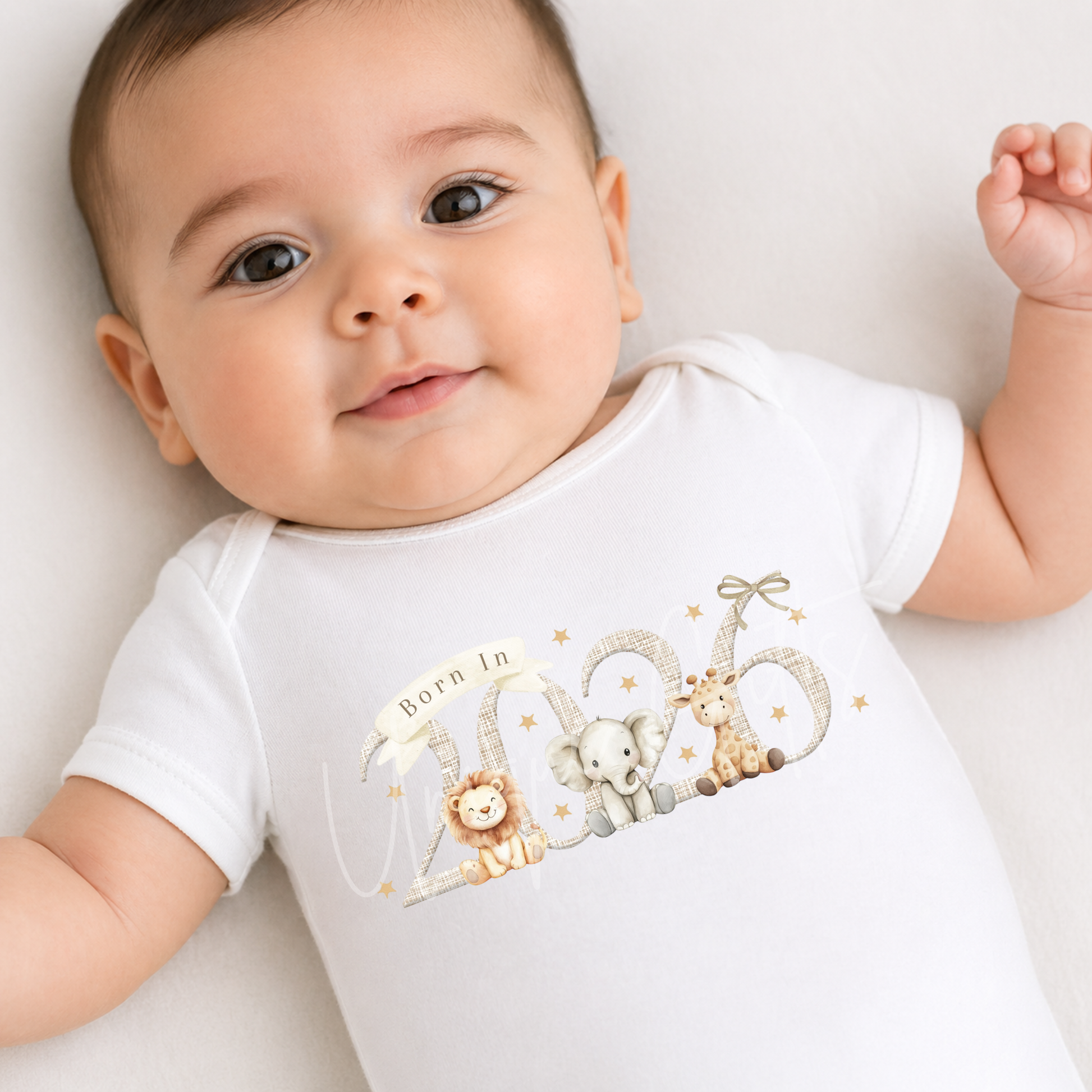 Born in 2026 Safari Animals Baby Grow | Unique Gifts