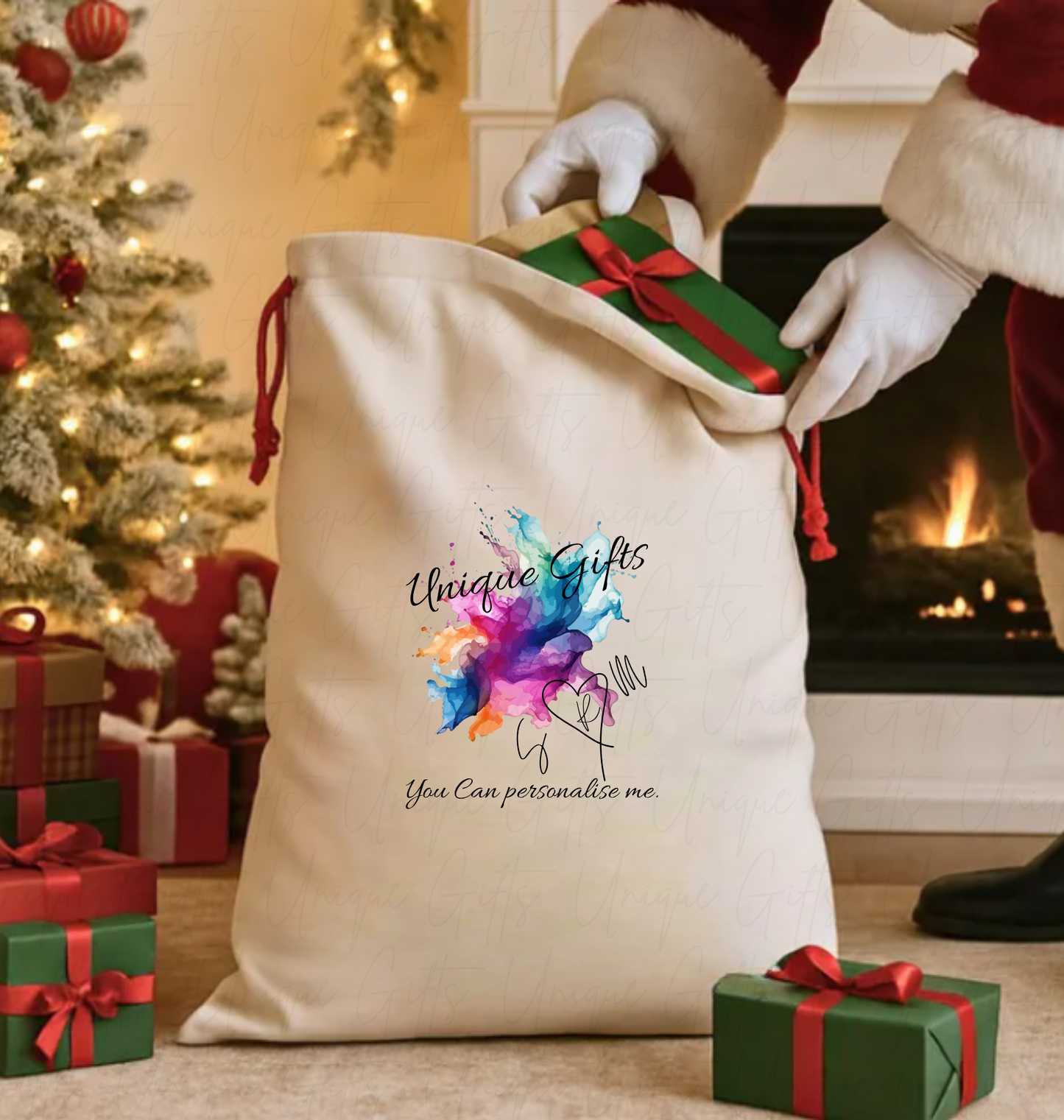 Personalised Santa Sack – Large Christmas Gift Bag (48x66cm) | Custom Name Linen Sack