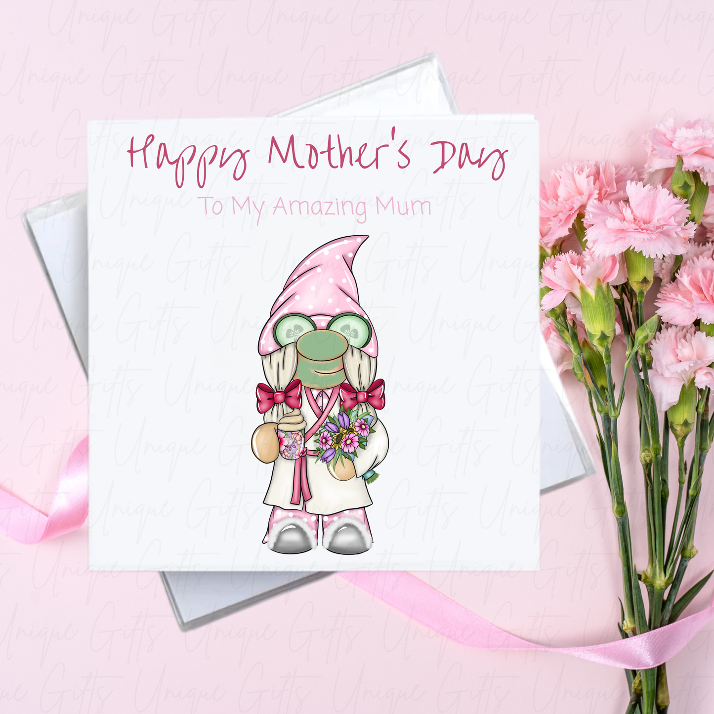 Personalised Mother's Day Card – Pamper Queen Mum Gonk – With Envelope