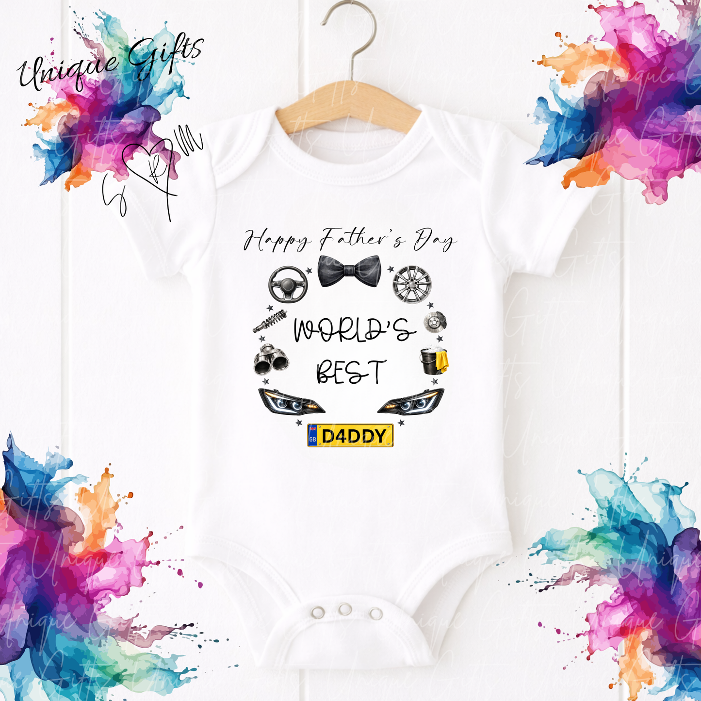 Cars Daddy or Grandad Baby Grow | Unique Gifts