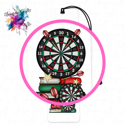 Darts board bookmark close up – vibrant book stack, personalised gift for darts fans