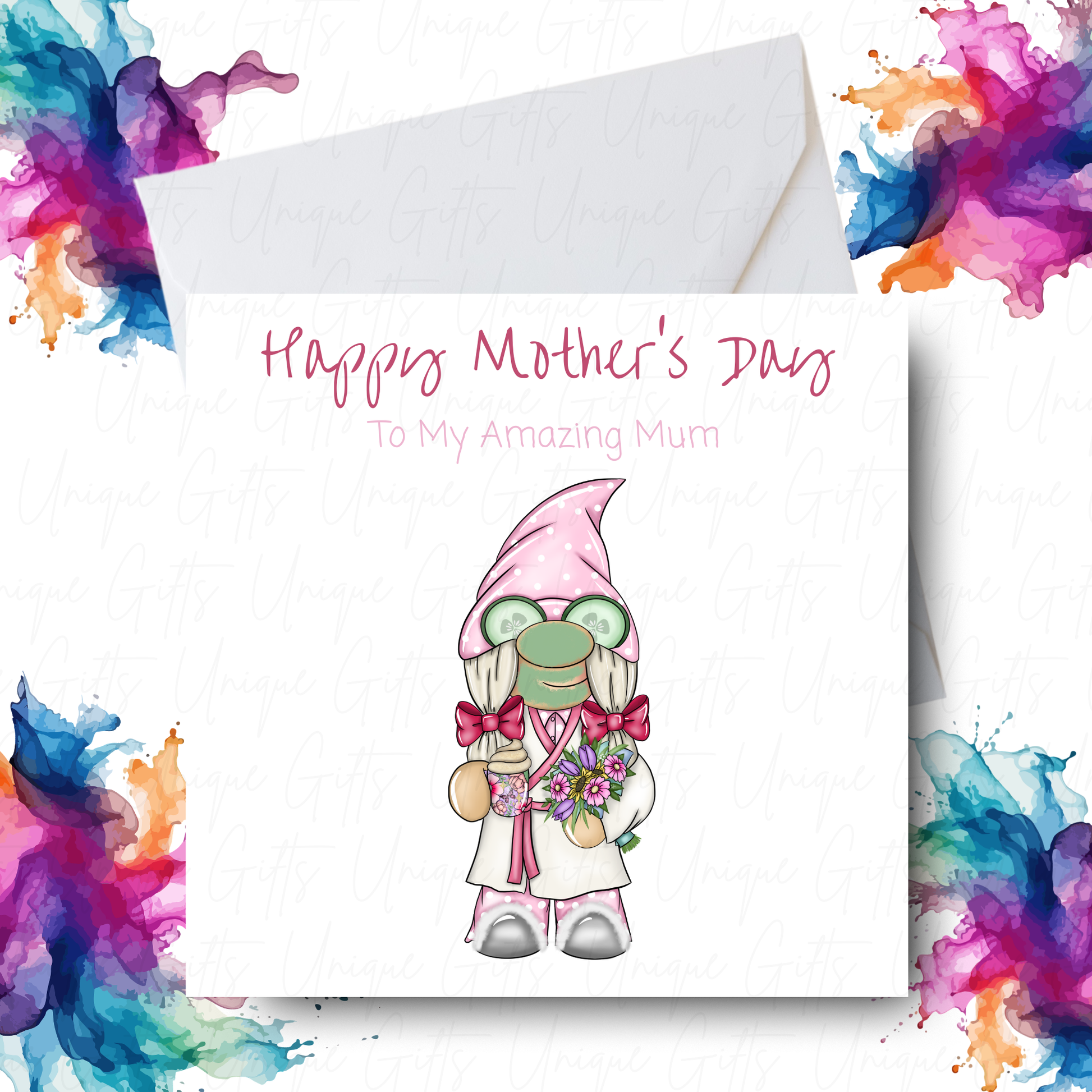 Pamper Queen Mum Gonk Mother's Day Card Design – Unique Gifts