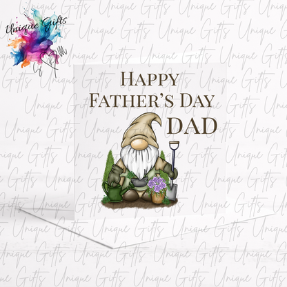 Personalised gonk gardening Father's Day card – Dad | Unique Gifts