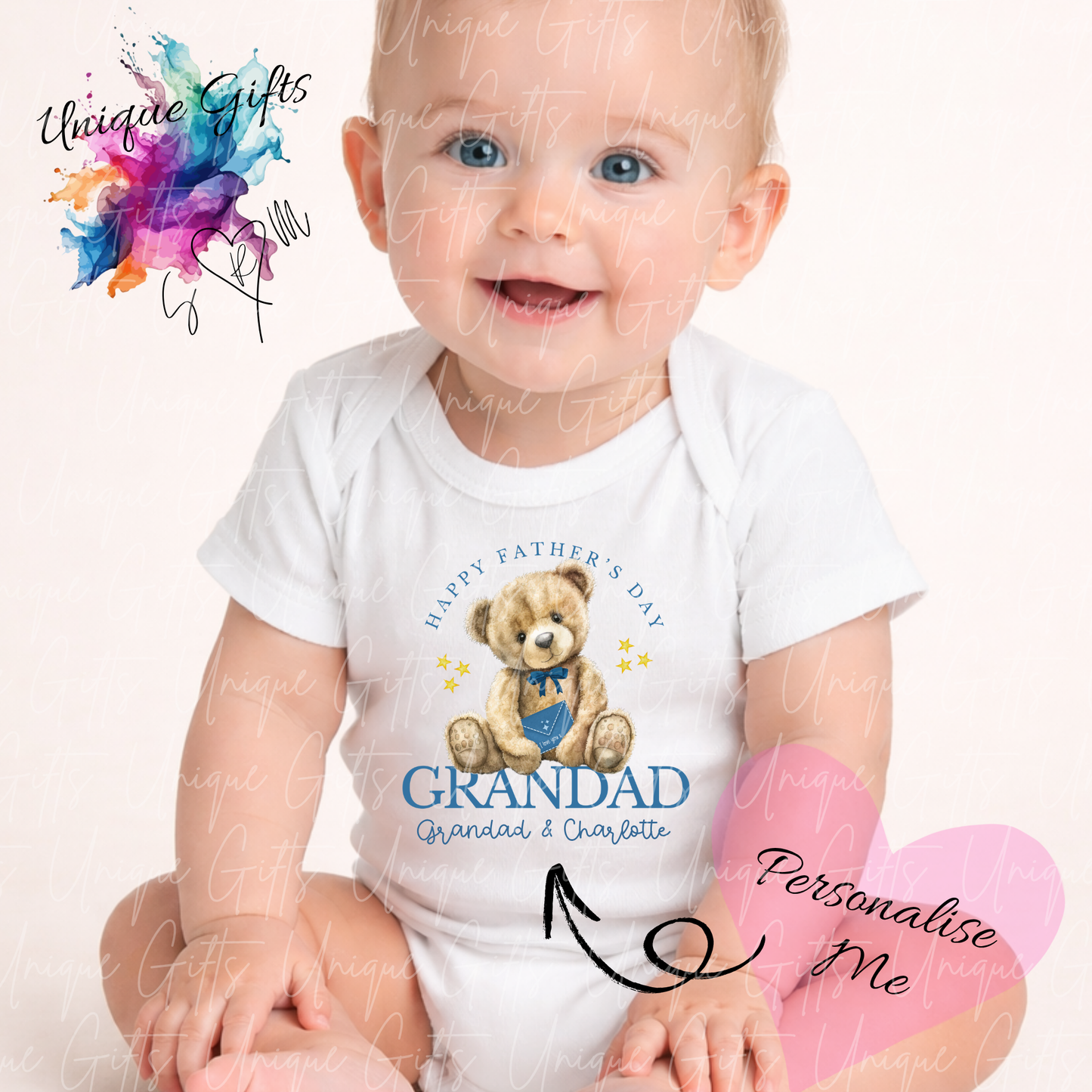 Cute Bear Daddy or Grandad Baby Grow | Unique Gifts