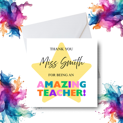 Thank You Teacher Card – End of Term