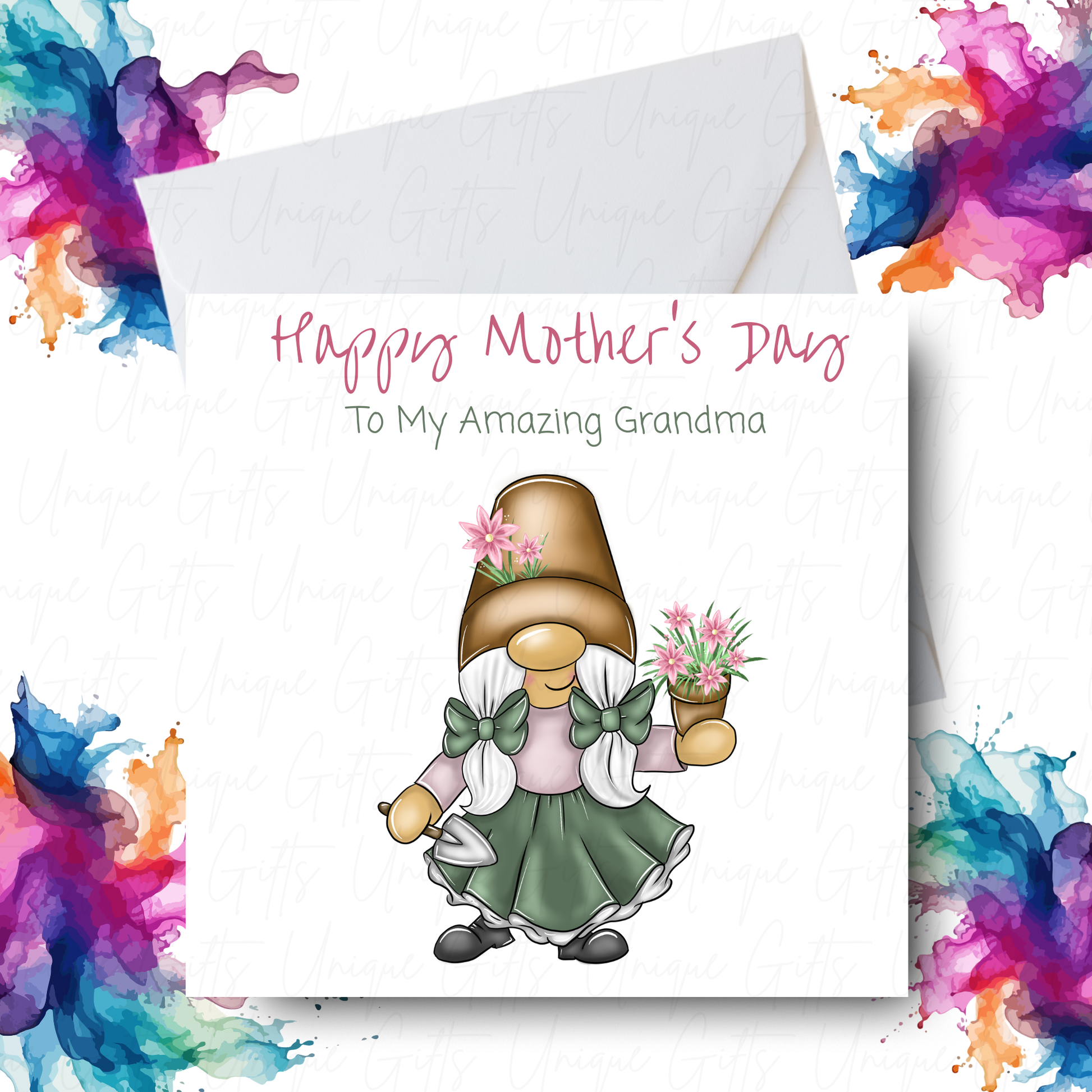 Gardening Grandma Gonk Mother's Day Card Design – Unique Gifts