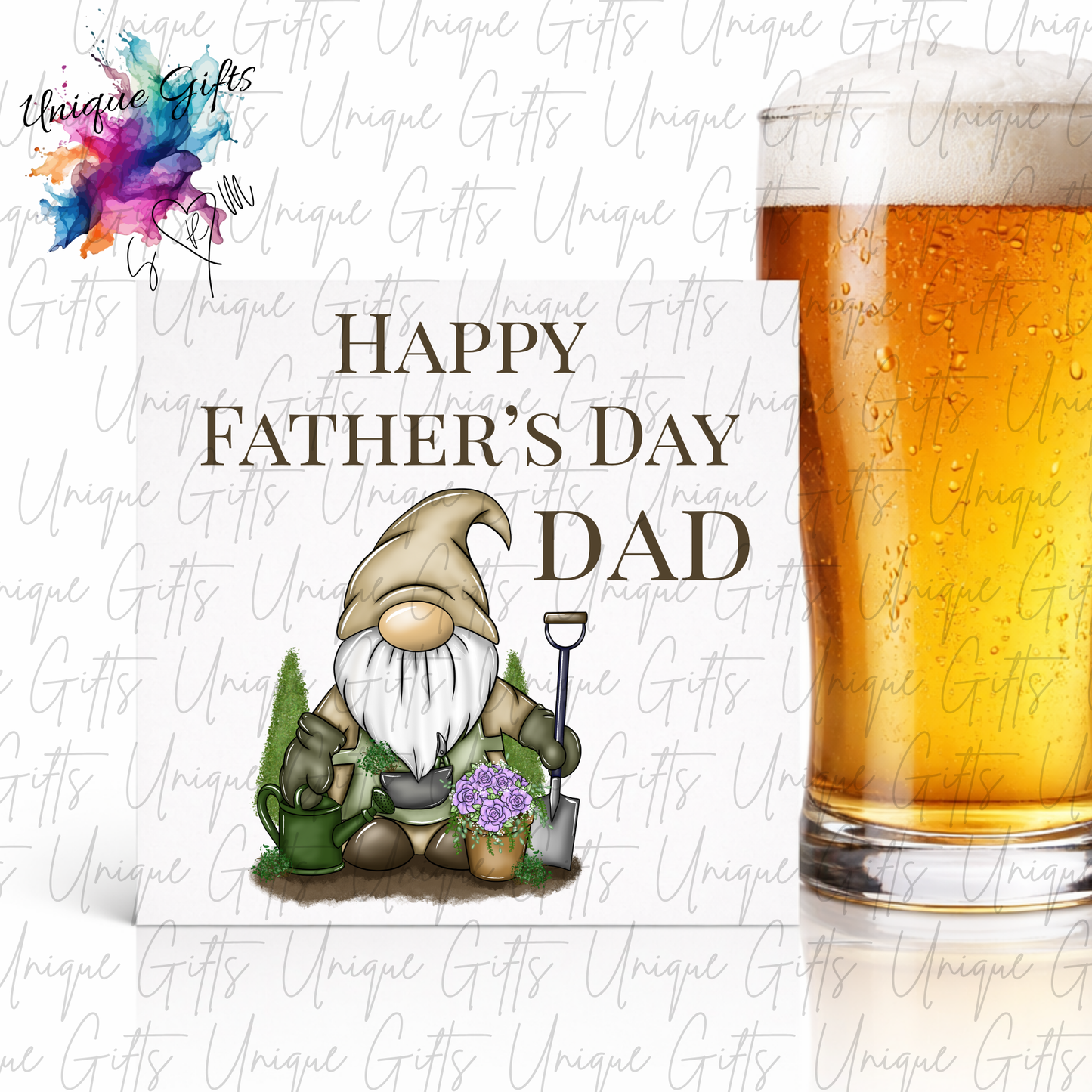 Personalised gonk gardening Father's Day card – Dad | Unique Gifts