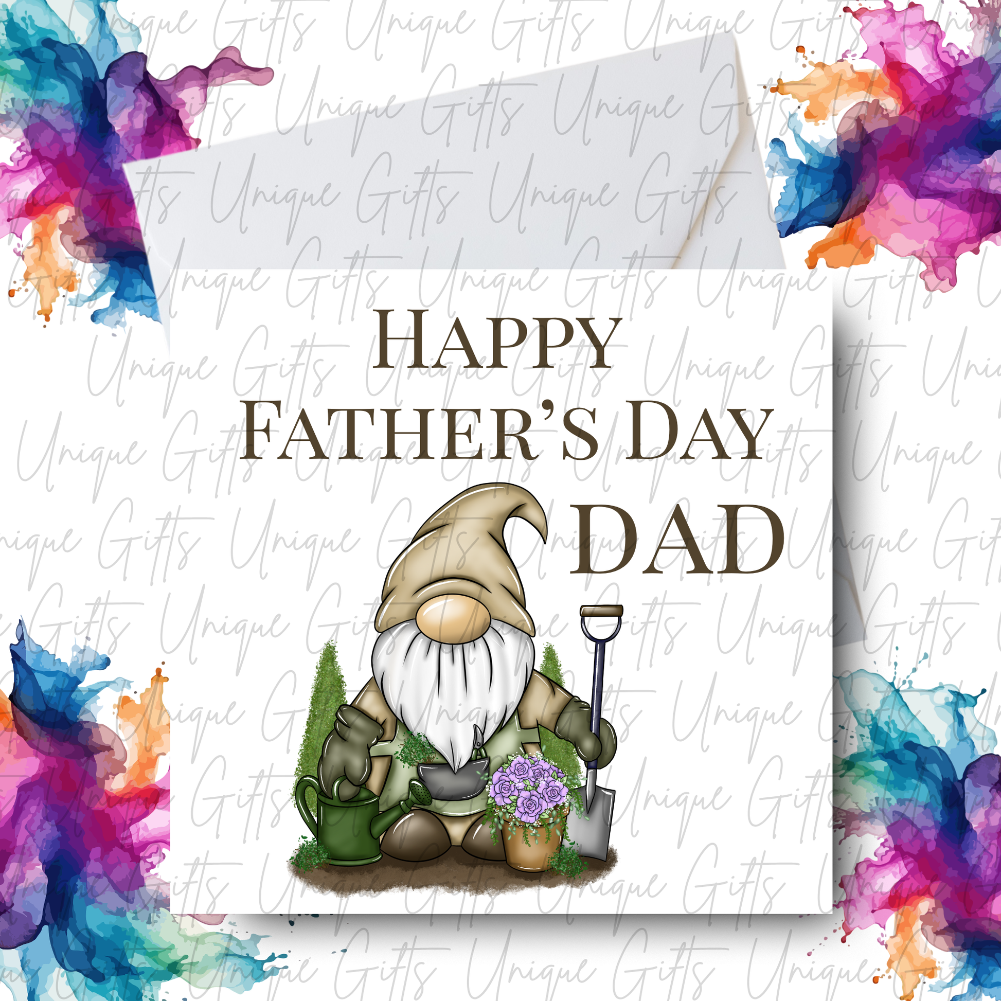 Personalised gonk gardening Father's Day card – Dad | Unique Gifts