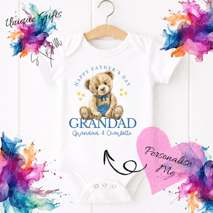 Cute Bear Daddy or Grandad Baby Grow | Unique Gifts