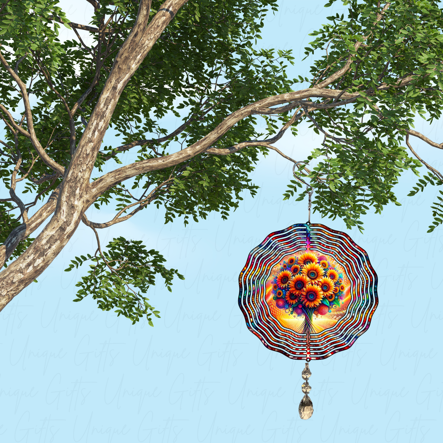 Wind Spinner Cute Bunch Of Sunflowers Design.