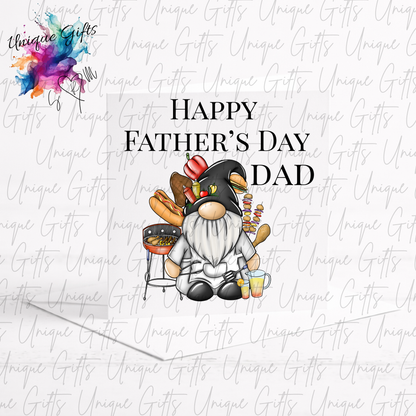 Personalised gonk BBQ Father's Day card – Dad | Unique Gifts