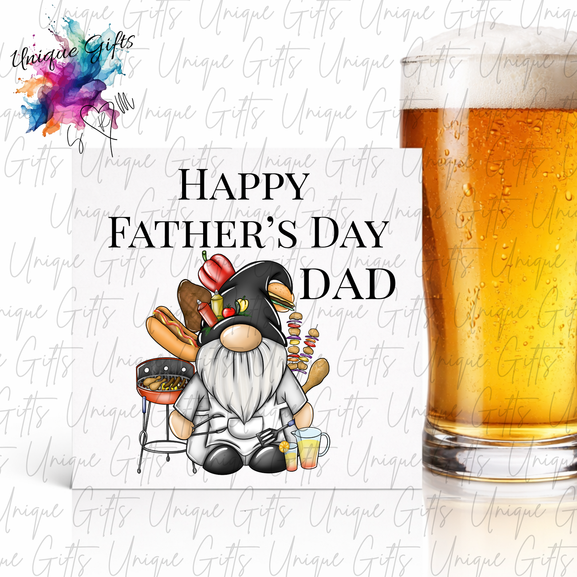 Personalised gonk BBQ Father's Day card – Dad | Unique Gifts