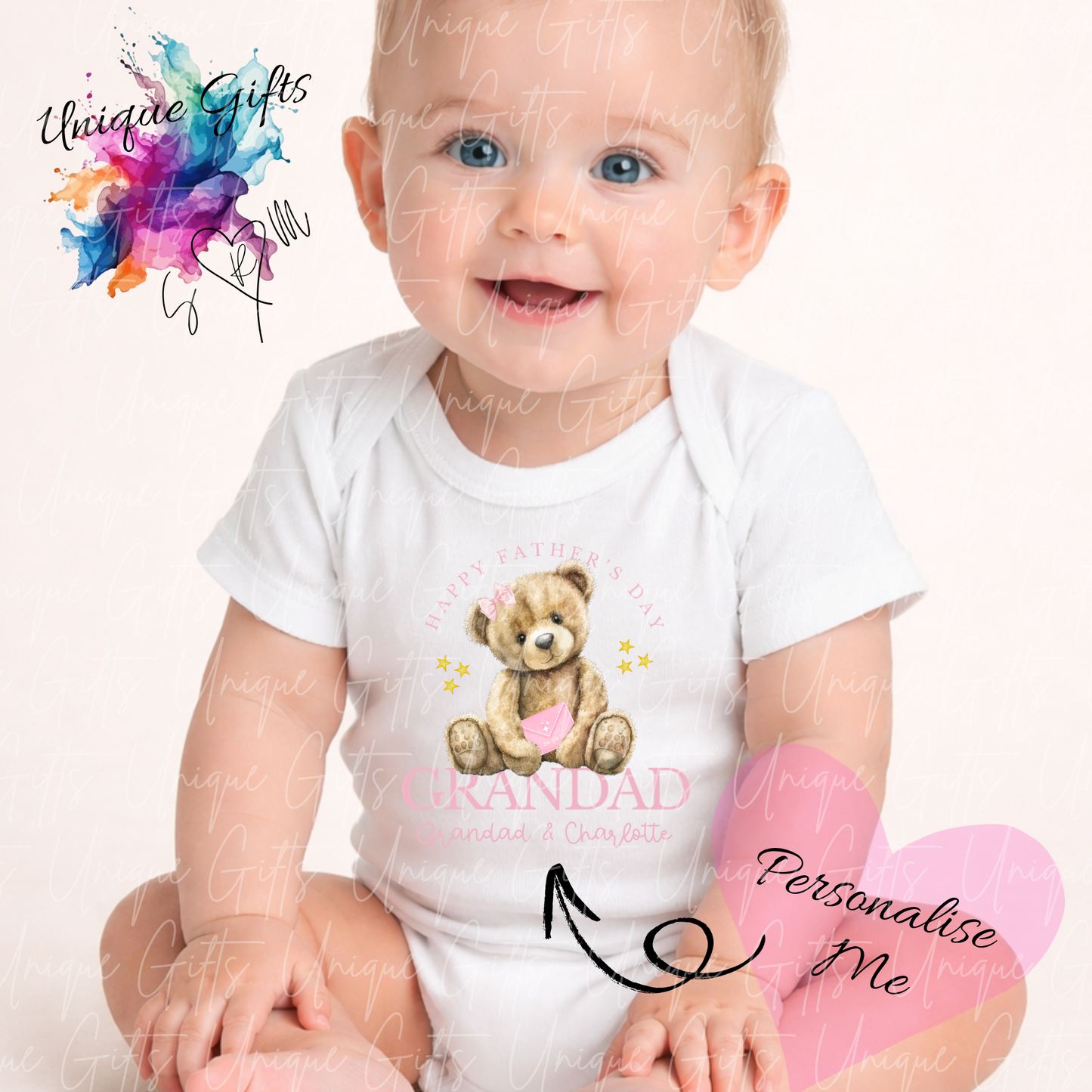 Cute Bear Daddy or Grandad Baby Grow | Unique Gifts