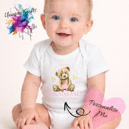 Cute Bear Daddy or Grandad Baby Grow | Unique Gifts