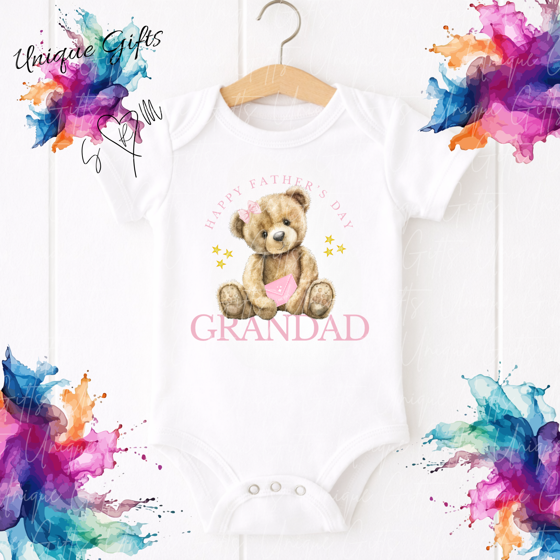 Cute Bear Daddy or Grandad Baby Grow | Unique Gifts