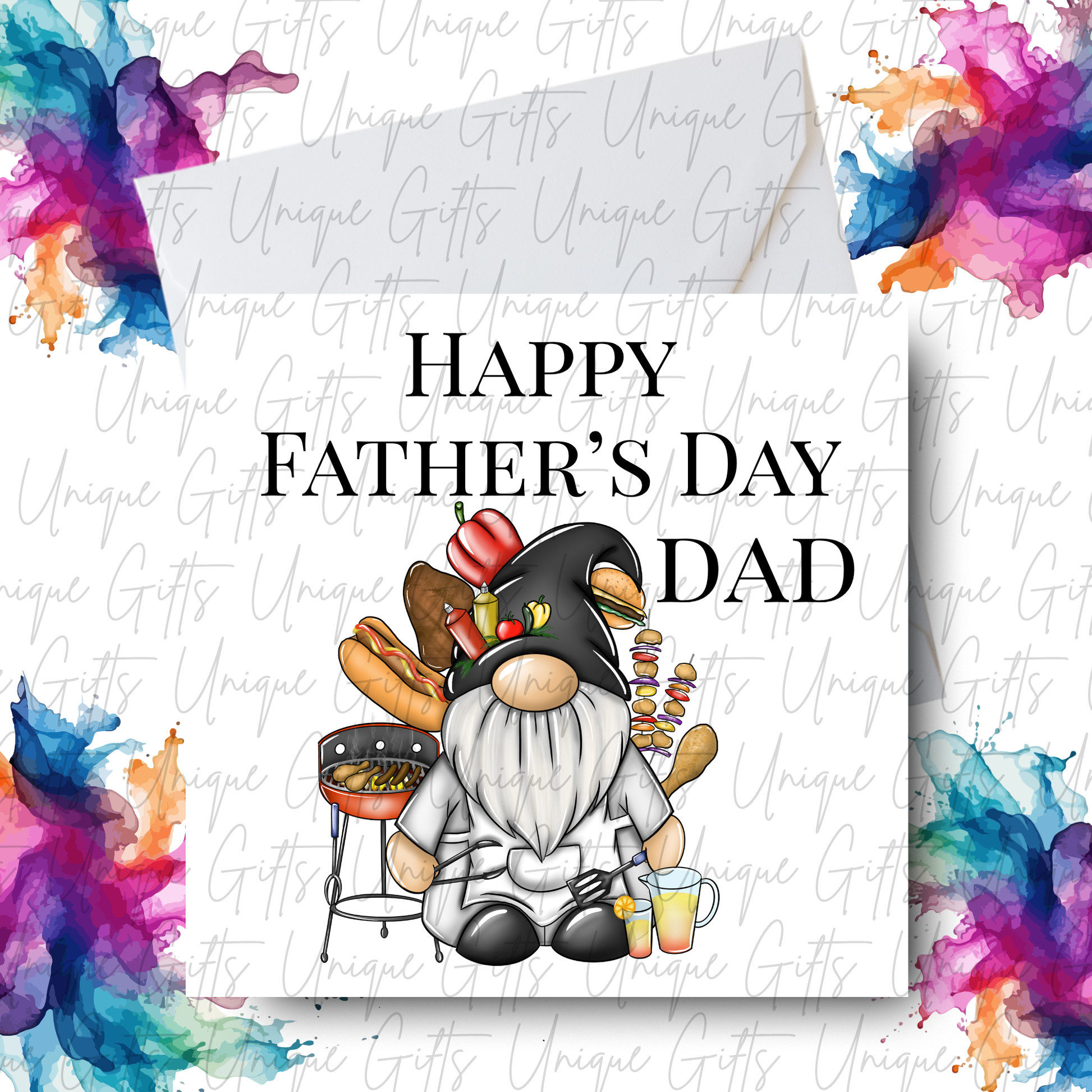 Personalised gonk BBQ Father's Day card – Dad | Unique Gifts