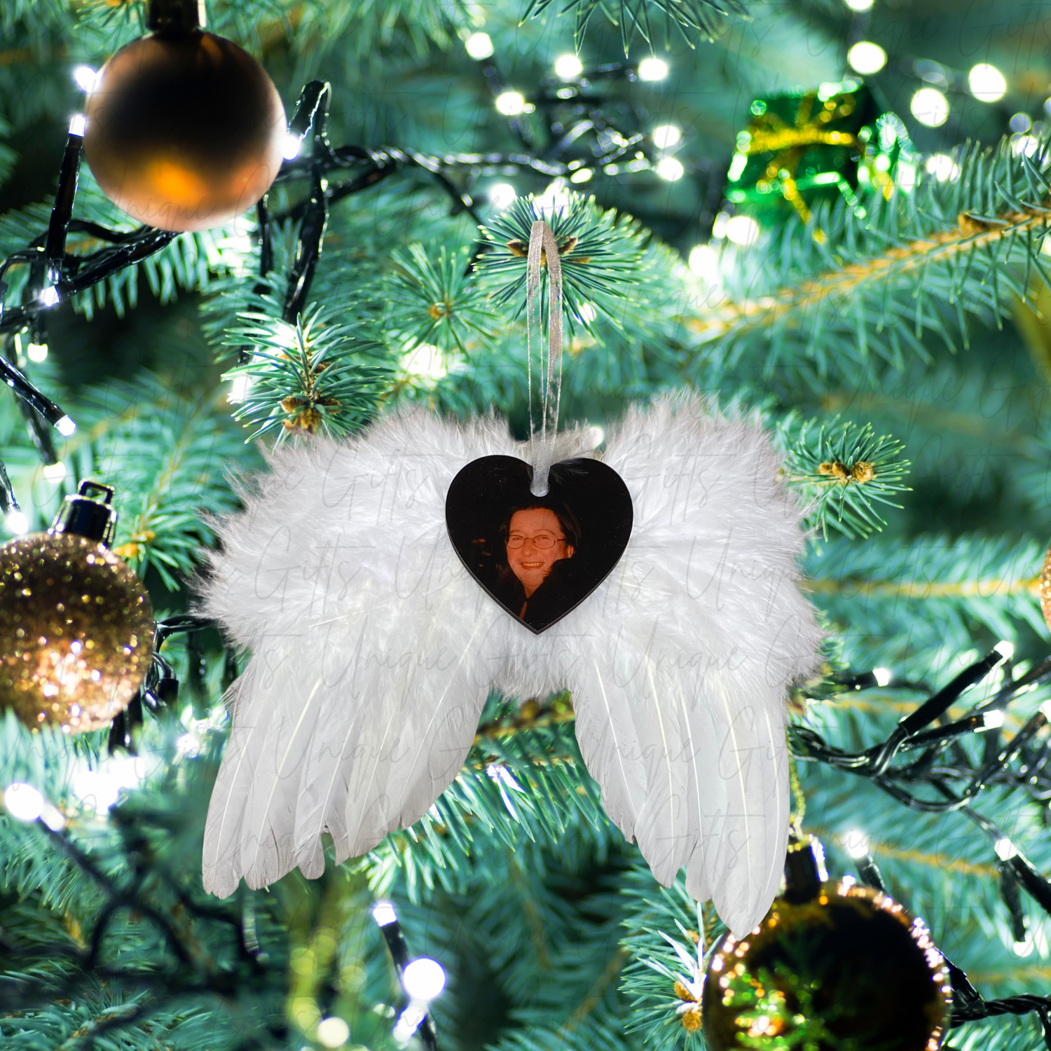 Personalised Memorial Angel Wings Keepsake – Photo Remembrance Ornament – Unique Gifts