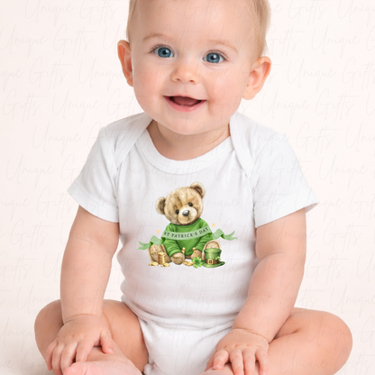 St Patrick's Day Cute Bear Baby Grow | Unique Gifts