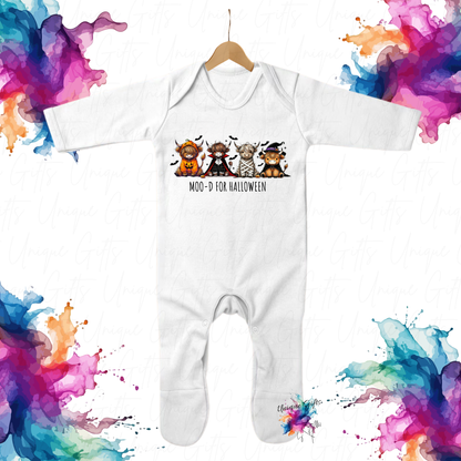 Halloween Baby Romper – Moo-D for Halloween Personalised Design | Cute Custom Baby Outfit (Newborn to 12 Months)