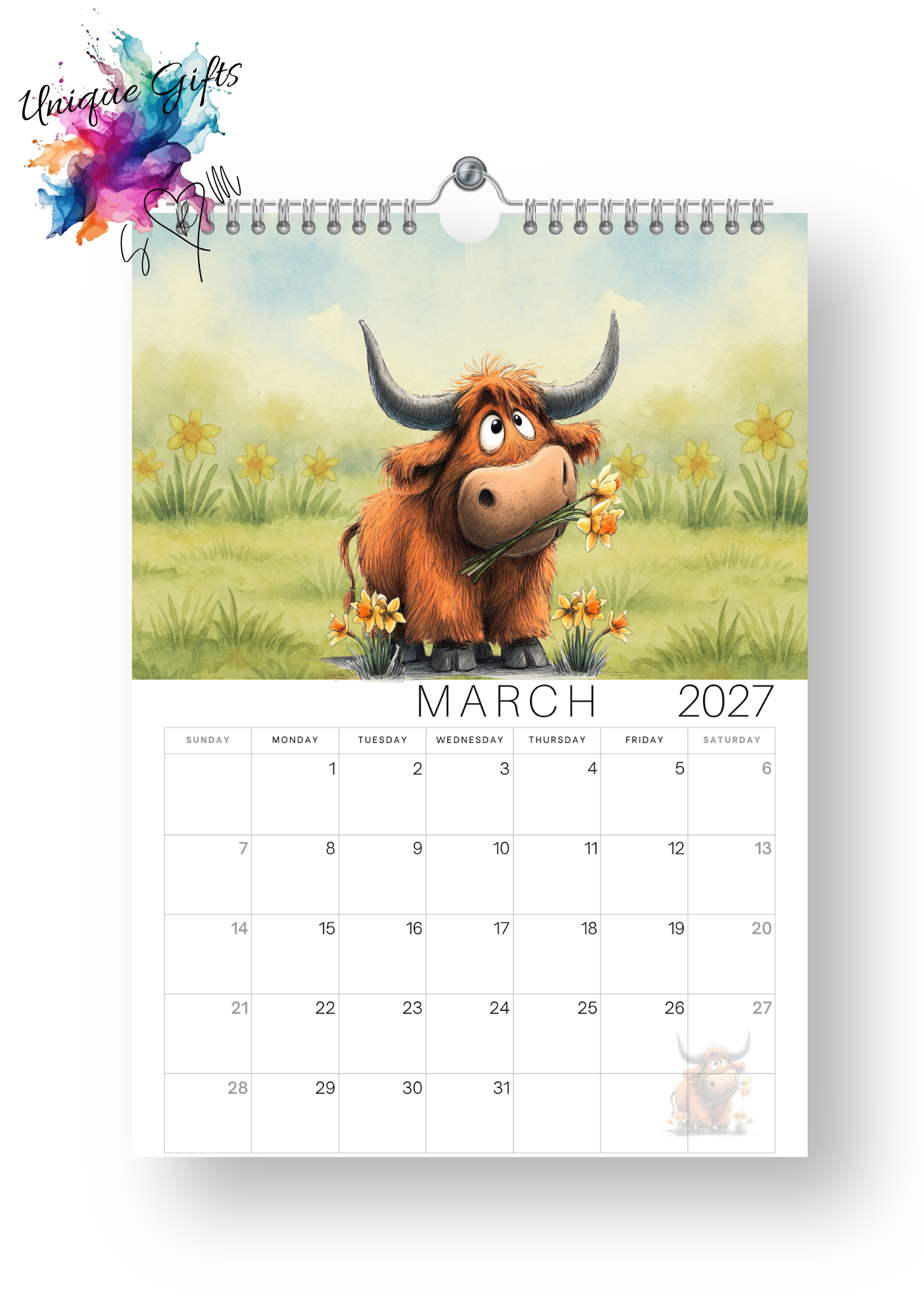 Moo-tiful Moments Highland Cow Calendar 2027